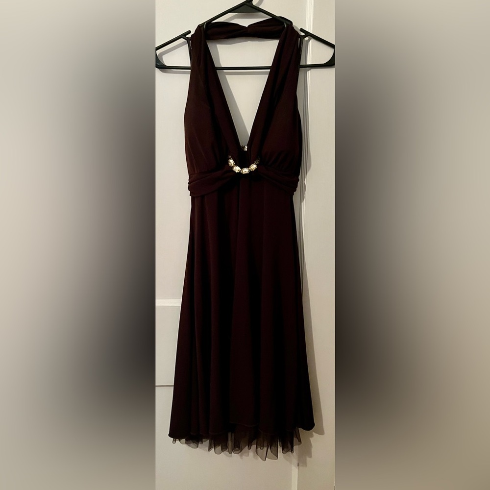 Dark brown halter dress, size M